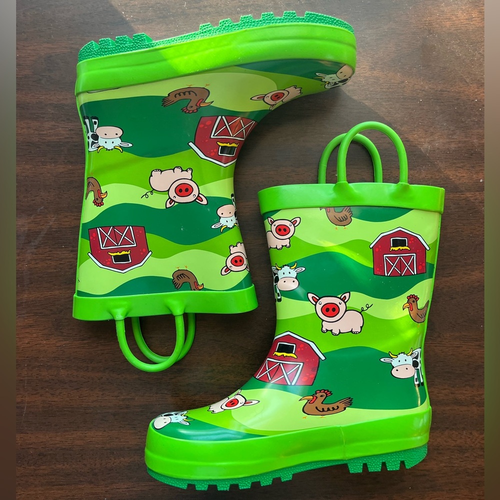 Norty Farm Pattern Toddler Rain Boots